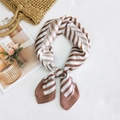Fashionable square silk scarf featuring a brown and white geometric chevron pattern - 70cm / 13 Willow Lotus Pink