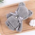 Gray coral fleece gift towel folded as bear with ribbon and pearl detail - Grey (35*75)