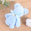Light blue coral fleece towel folded into a bear shape with ribbon and pearl detail - Blue (30*30)