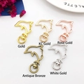 Dolphin shaped metal keychain clips available in five assorted metallic finishes - Dolphin / Gold