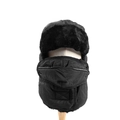 Schwarze Wintermütze mit dickem Kunstfellfutter und abnehmbarer winddichter Gesichtsmaske - M (56-58cm) / Schwarz
