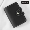 Large capacity black leather card holder with 26 slots and white stitching detail - Black
