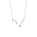 Collier signe du zodiaque Poissons en argent avec zircons brillants et chaîne fine - Argent-Poissons