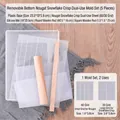 5-piece non-stick snowflake cake mold set with silicone mat and wooden rolling pins - Removable Bottom 5-Piece Set (Tray + Sheet + Silicone Mat + Round Stick + Square Stick)
