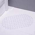 Transparante ovale PVC-badmat met antislipzuignappen op witte vloertegels - Helder Wit