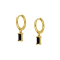 Dettaglio del marchio 925 su orecchini geometrici dorati con zircone nero e finitura lucida - Oro Nero