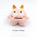 Pink plush monster brooch detail showing 7.5cm height and 9cm width dimensions - Pink Double Eyes (Original Shell)