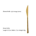 Vintage golden 304 stainless steel dinner knife 22.7cm from the Q15 retro cutlery set - Dinner Knife