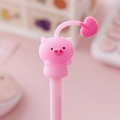 Cute pink pig cartoon gel pen with heart detail for school stationery - Pink Pig with Heart