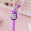 Cute purple creative pen featuring a cartoon hamster with cheese charm decoration - Purple Cat Hamster with Cheese