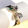 Baroque hair tie featuring golden bow pendant with colorful rhinestones and crystals - Bow Style