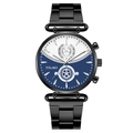 Orologio al quarzo YOLAKO con quadrante bicolore blu bianco e cinturino nero in metallo - Blu Nero