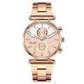 Fashion rose gold women's watch with two-tone spliced dial and metal link bracelet - Pink Rose Gold Band