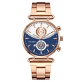 Women's rose gold stainless steel watch with blue and white split-color dial - Blue Rose Gold Band