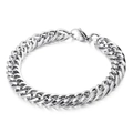 Silver stainless steel double-layered woven chain bracelet with secure lobster clasp - 10mm Bracelet (KB92194-Z)