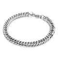 Polished silver stainless steel Cuban link bracelet with secure lobster clasp finish - 7mm Bracelet (KB92201-Z)