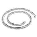 Polished silver stainless steel Cuban chain necklace with a classic braided link design - 7mm Necklace (KN114898-Z)