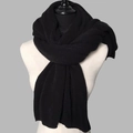 Detailed macro view of black knit texture on a long winter scarf for warmth - Black