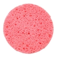 Round pink wood pulp cellulose sponge for gentle facial cleansing and exfoliation - Pink