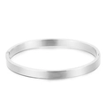 Bracciale rigido minimalista in acciaio inossidabile argento con finitura lucida - Stile Minimalista Argento Lucido (KB140100-TLA)