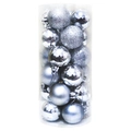 Silver Christmas ball ornaments set in cylinder box with shiny matte glitter finishes - 3cm Silver