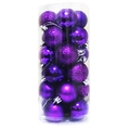 Purple Christmas ball ornaments set with matte, glossy, and glitter finishes in a tube - 3cm Purple
