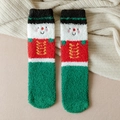 Plush Christmas coral fleece socks featuring snowman and nutcracker holiday patterns - One Size / Red and Green Soldier