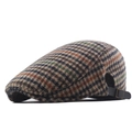 Retro houndstooth ivy cap in mixed colors with adjustable side leather straps - Adjustable / Blue