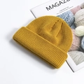Knitted beanie in ginger yellow with thick ribbed texture and trendy folded brim - One Size / Ginger Yellow
