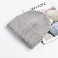 Light gray ribbed knit beanie with cuffed brim for winter warmth on a white background - Light Gray