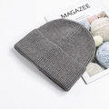 Classic grey ribbed knit beanie with cuffed edge for winter outdoor warmth - Dark Gray