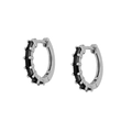 Orecchini a cerchio in argento S925 con zirconi neri rettangolari in stile geometrico - Argento Nero