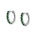 Orecchini a cerchio in argento S925 con zirconi rettangolari color verde smeraldo - Argento Verde