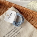 Set of 6 high-elastic seamless hair bands in matte grey-blue finish on display card - 6 Pcs Per Card / Light Blue (8344B)