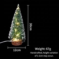 Detail of 30cm mini LED Christmas tree with snow-dusted needles and wooden base - 30CM Christmas Tree with Warm Lights