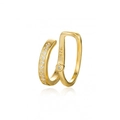 Διπλό σκουλαρίκι ear cuff με χρύσωμα 18k, λευκά ζιργκόν και σφραγίδα ασημιού S925 - Χρυσό (Μονό)