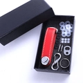 Organizador de llaves de cuero rojo con herrajes de plata y caja de regalo negra - Rojo
