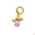 Pink faceted crystal honey bee pendant in gold-plated brass for DIY bracelets - Pink Cut Crystal Bee Style(03#)