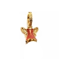 Gold-plated brass angel pendant with pink glitter enamel finish for DIY bracelets - Red Glitter Angel Dress Style(10#)