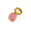 Pink heart-shaped enamel charm with gold-plated brass frame and large hole bead for DIY bracelets - Pink Smooth Heart Style(11#)