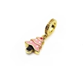 Pink enamel Christmas tree charm with gold plating and colorful dots for DIY bracelets - Dotted Pink Christmas Tree Style(19#)