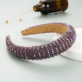 Luxurious handmade wide padded headband with dark purple shimmering crystal beads - Purple