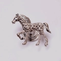 Elegant silver horse-shaped metal drawer handle with textured mirror finish for cabinets - Horse