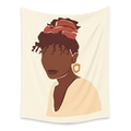 Bohemian tapestry featuring abstract African woman illustration in warm earthy tones - Lc-05 / 73X95CM (Brushed Fabric)