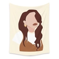 Bohemian tapestry featuring minimalist abstract woman silhouette with gold earrings - Lc-08 / 73X95CM (Brushed Fabric)