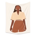 Bohemian tapestry featuring a minimalist portrait of a woman in warm earthy tones - Lc-17 / 73X95CM (Brushed Fabric)