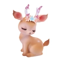 Cute brown resin deer figurine with purple antlers and blue flowers for car interior decor - 2B Large Flower Deer
