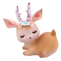 Cute resin deer figurine in warm yellow with floral crown and purple antlers - 6D Mini Flower Deer