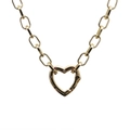 Collar cubano dorado hip hop con cierre de corazón y piedras de colores incrustadas - Cadena Dorada de 60cm + Cierre de Corazón