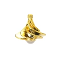 Wind-powered kinetic spinning top in polished gold finish with white pearl base - Gold (Boxed)